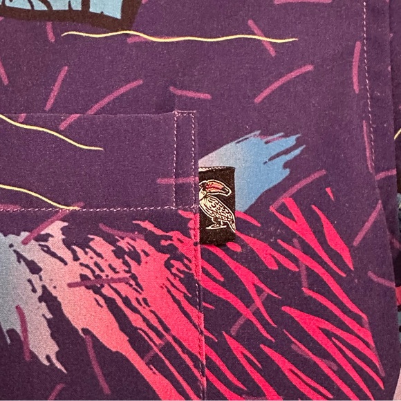 Twisted Toucan Hawaiian Shirt Miami Nights Vice City Neon Retro Sunset Palm Tree - Picture 4 of 8